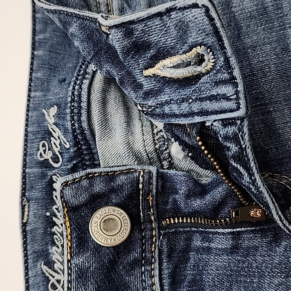 American Eagle Stretch Women's  Slim Boot Denim Faded Blue Jeans Size 2 Short - Picture 4 of 16